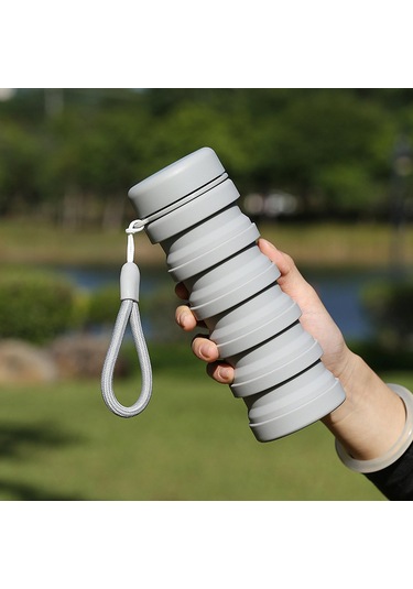 Suntek Dağcılık Kamp Seyahat Için Katlanabilir Su Şişesi Gri