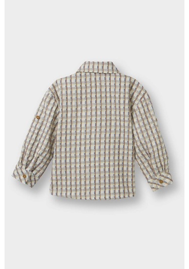 Defacto Erkek Bebek Kareli Gofre Dokulu Uzun Kollu Gömlek F5128a525aubg286 Bej