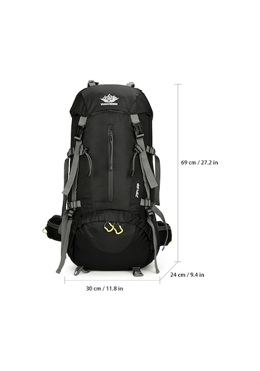 Vanaheımr-50l Yürüyüş Sırt Çantası Su Geçirmez Kamp Sırt Çantası,siyah Siyah