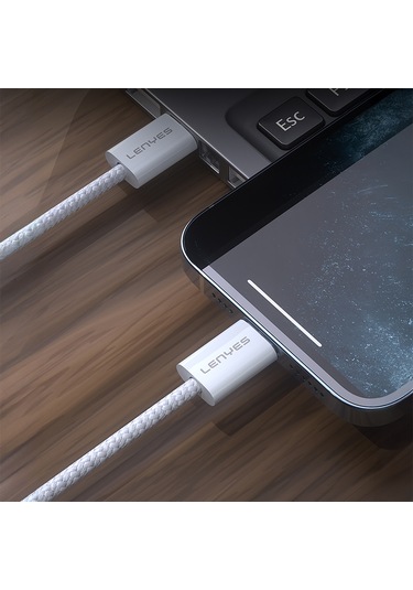 Lenyes Lc526 Type-c To Type-c Akıllı Çip Koruma Özellikli Data Ve Şarj Kablosu 60w 1.2m Beyaz Beyaz