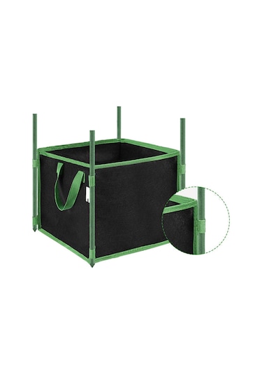 Jeehugo 4 Galon Siyah Kare Bitki Yetiştirme Çanta - Nemezli Kumaş, Hava Geçirgen, Kök Sağlığı, Sebze/çiçek İçin