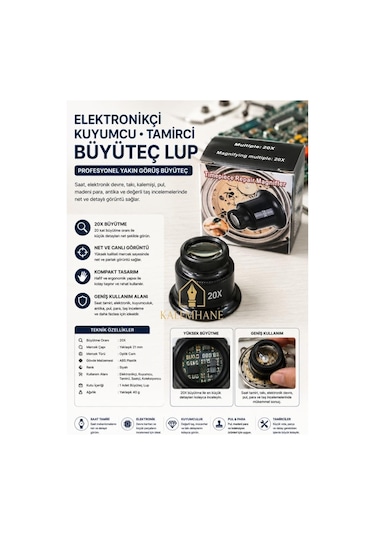 Kalemhane Tamirciler İçin Mercek Lup Büyüteç