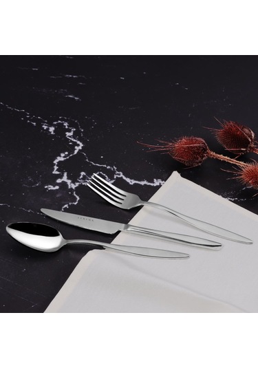 Serenk Milano Çelik Çatal Kaşık Bıçak Takımı 18 Parça Gümüş