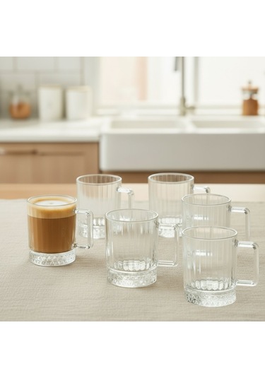 Elysia Dekor 6 Kişilik Cam Çay-kahve Kupa Takımı 6 X 210 Ml. Şeffaf