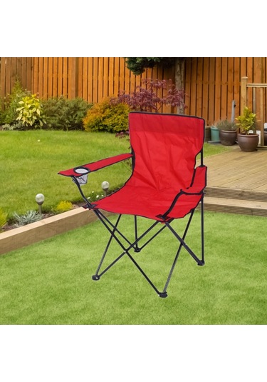 Suntek Katlanmış Kamp Sandalyesi Bahçe Piknik Kırmızı
