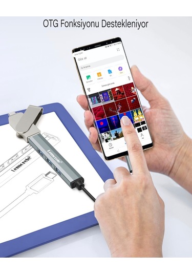 Lemorele 4'in 1'i Hub Çoklayıcı Usb Girişli 4 Port 3.0 480mbps