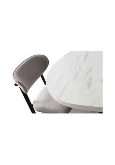 Parian Modern Yemek Masası 4 Sandalye Takım Mermer