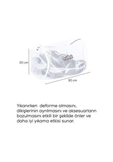 Porsima 3128 Çamaşır Yıkama Filesi Fermuarlı Bölmeli Ayakkabı Yıkama Filesi Deforme Önleyici Torba File Beyaz