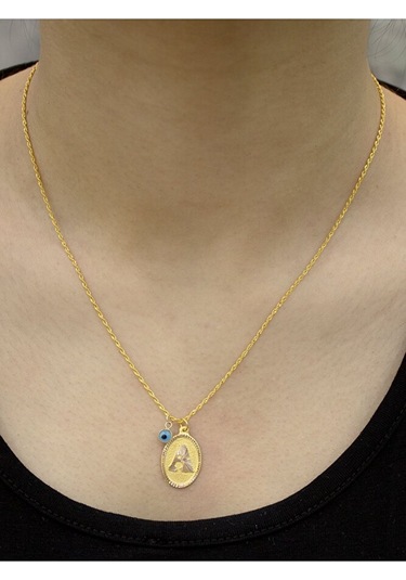 14 Ayar Altın A Harfi Kolye Sarı