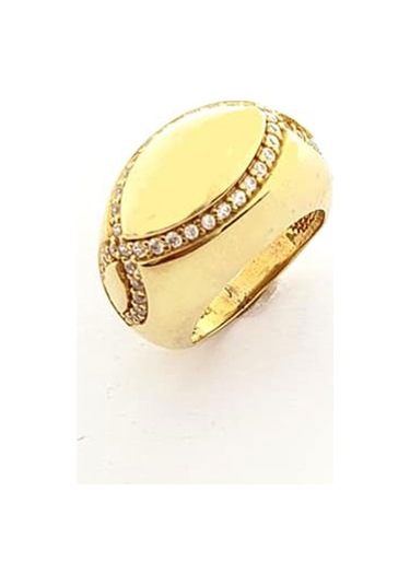 Zirkon Taş Detaylı Italyan 925 Ayar Gümüş Üzerine Altın Kaplama B