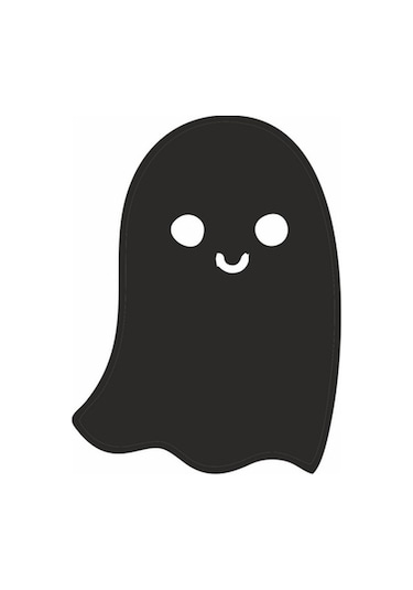 Sevimli Hayalet Araba Sticker Siyah 11x14 Cm