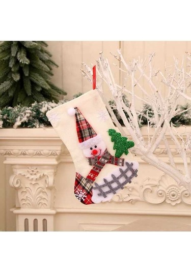 Novahub Yeni Süsler Orta Noel Küçük Kolye Keten Kardan Hediyesi Dekorasyon Çorap Çit Çanta Beyaz Adam Pp
