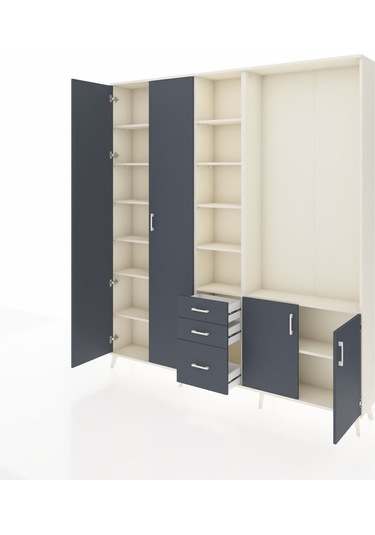 Arges Dolap 13 Raflı 3 Çekmeceli 4 Kapaklı 220x30x243 Aytaşı-antrasit/antrasit Antrasıt/antrasıt