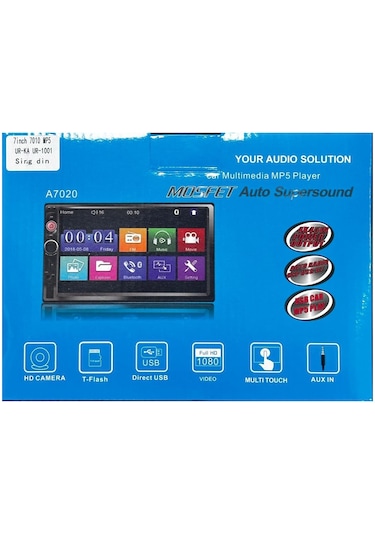7" A7020 Oto Multimedya Mp5 Player Full Hd 1080p, Bluetooth, Usb, Aux, Tf Kart, Single Din