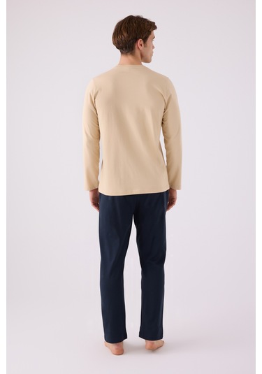 Arnetta 3144 Uzun Kol Erkek Pijama Takımı Bej