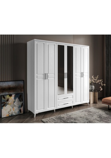 Gözde 6 Kapaklı Komple Mdf Beyaz Yatak Odası