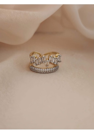 Baget Tektaş Prenses Model Eklem Kıkırdak Kemik Ayarlanabilir Altın Renkli Yüzük Gold