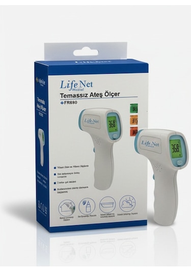 Life Net FR880 Vücut Ve Alından Termometre Kızıl Ötesi Temassız Ateş Ölçer Mavi