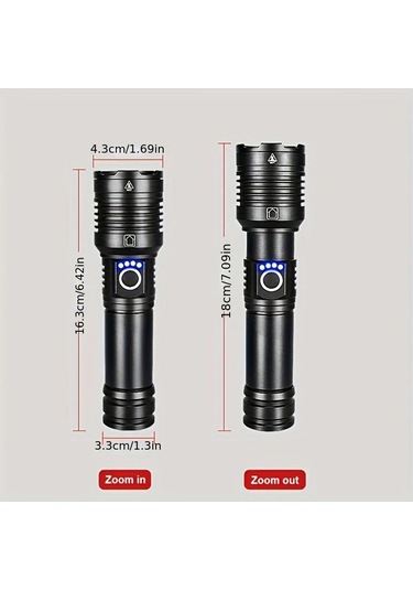 Xuweiwei Yüksek Güçlü Xhp160 Şarj Edilebilir 18650 Pil Led El Feneri 5 Mod 16 Çekirdekli Açık Bakır - Siyah