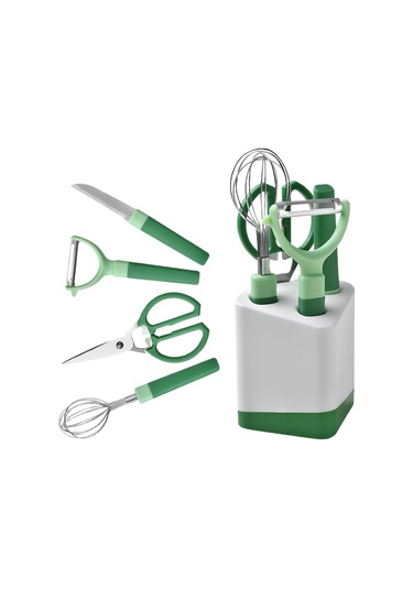 Jian Fan Modern Şık Tasarımlı 420 Paslanmaz Çelik Mutfak Araçları 5'li Set Yeşil Yeşil