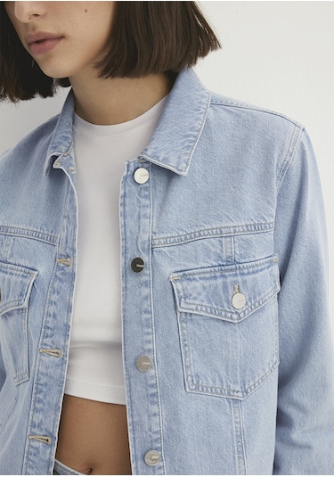 Mavi - Thalia Mavi Premium Buz Mavi Jean Ceket 1110289-86792 Açık Mavi
