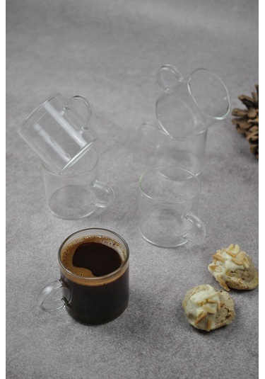 6 Lı Cam Türk Kahvesi Fincan Seti Mini Kupa Espresso Kahve Takımı
