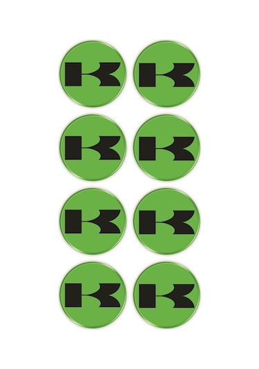 Kawasaki 8'Li Koruma Takozu 3D Sticker Etiket Yeşil Siyah