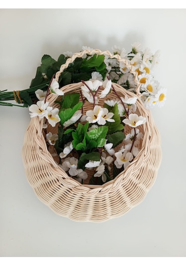 Bambu Dekoratif Duvar Sepeti Papatya Arajmanlı