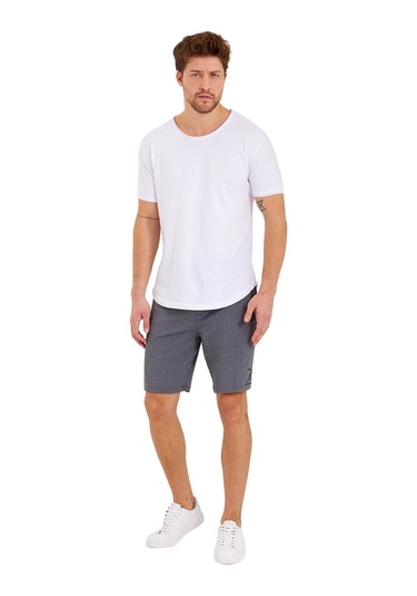 Adams Erkek Reflektör Logo Regular Fit Cepli Spor Şort Gri
