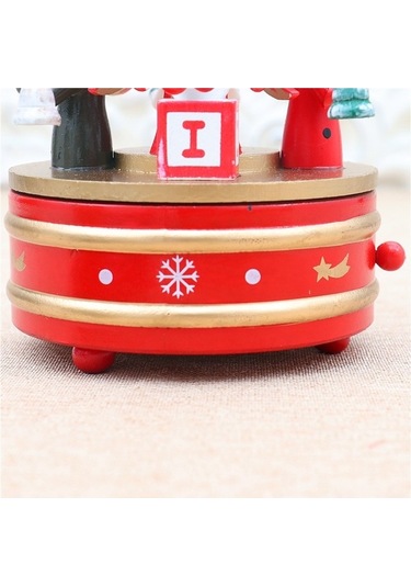 Novahub Yeşil Ahşap Dönen Müzik Kutusu Noel Ağacı Süslemeleri