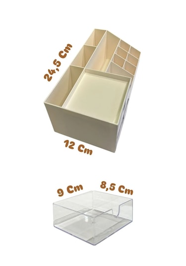 Office 2 Çekmeceli Masa Üstü Düzenleyici - Ofis Kalemlik Bölmeli Beyaz