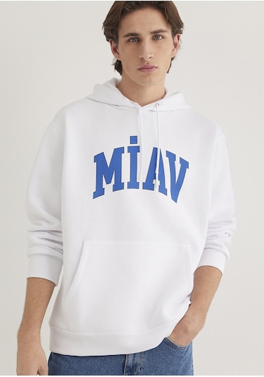Mavi - Miav Baskılı Kapüşonlu Sweatshirt 0s10122-620 Beyaz