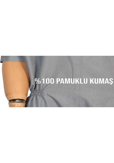 Benlife Kısa Kol Demans Tulumu Hasta Bakım Kıyafeti Gri