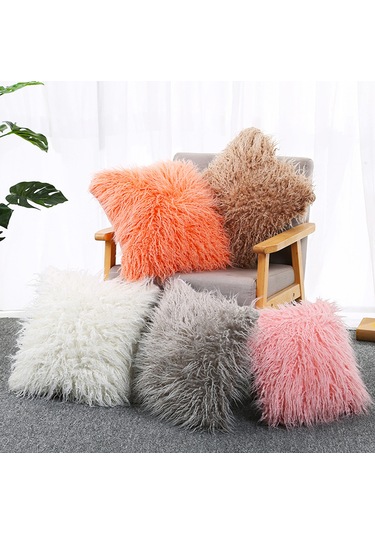 Yunboo Pembe 45x45cm İmitasyon Kürk A-b Yüzey Yastık Kılıfı - Yumuşak, Dayanıklı, Gizli Reçme Yastık İçeriği Yok Diğer