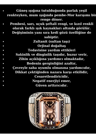 Gümüş Saat Kordon Model Sultanit Zultanite Taşlı Erkek Yüzük