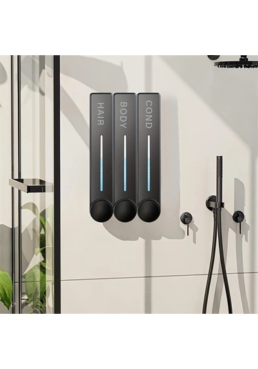 Bosphorusboutique02 Siyah B 350ml Duvar Montaj Sabun Dağıtıcı, 3 Adet, Otel/banyo/mutfak, El Yıkama, Duş Jeli/şampuan, Delme İzleri Olmadan Kurulum, Ev Kullanımı Siyah