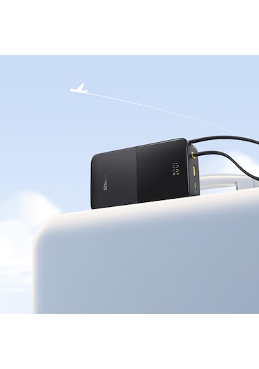 Baseus Enerfill Bipow2 Pro 20000mah Dahili Usb-c Kablolu, 22,5 W Hızlı Şarjlı, Led Ekranlı Powerbank, Siyah Siyah