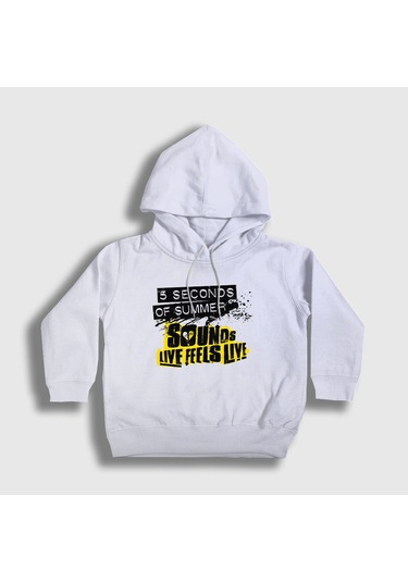 Presmono Unisex Çocuk Good 5 Seconds Of Summer Kapüşonlu Sweatshirt Beyaz