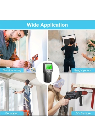 Honeybeeshop Hw430 Siyah 5 İn 1 Profesyonel Çivi Bulucu Duvar Tarayıcı El Tipi Dijital Dedektör Canlı Teller Kablo Pvc Metal Su Borusu