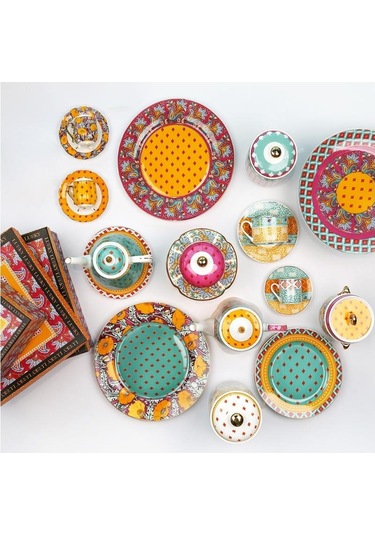 Lucky Art Eliana Bone Porselen Karışık Desenli 4 Lü Tabak Seti 27 Cm Lyhd 578