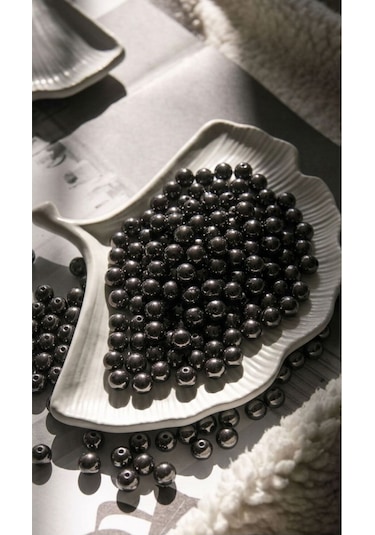 100 Gram - İnci Boncuk - 12 Mm Renk : Siyah