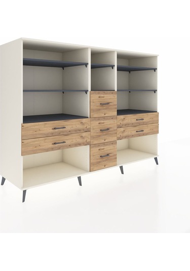 Kronos Dolap 8 Raflı 7 Çekmeceli 220x59x163 Aytaşı-antrasit/çam Aytaşı-antrasit/çam