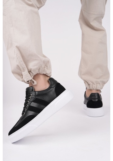 Muggo Logan Kalın Taban Bağcıklı Erkek Günlük Sneaker Spor Ayakkabı Siyah