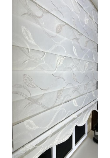 Storburada Zebra Stor Nakışlı Ekru Etek Dilimli St 123 Ekru