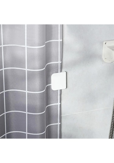 Geeksen Banyo Perde Tutucu Seti 2 Adet - Su Geçirmez Otomatik Yapışkan Kanca İle Sağlıklı Ve Konforlu Banyo Ortamı Beyaz