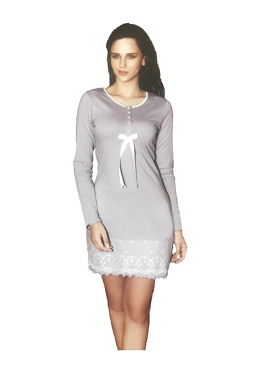 Kadın Zakkum Dantelli Gecelik 21809 Gri