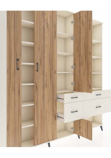 Arges Dolap 14 Raflı 4 Çekmeceli 4 Kapaklı 220x30x243 Aytaşı-çam/aytaşı Atlas Çam/aytası