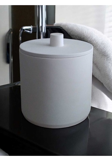 Kırık Beyaz Beton Mutfak Ve Banyo Çöp Kovası, 4 Litre,dekorasyon,aksesuar Beyaz