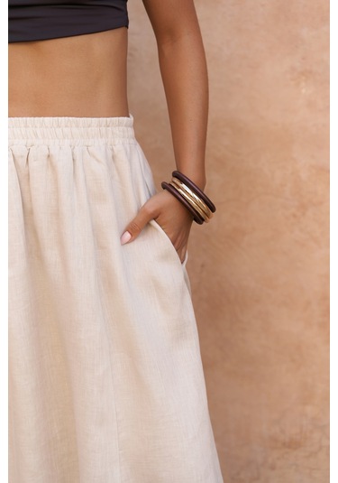 Fiametta Salaş Taş Keten Yelek Etek Takım Taş