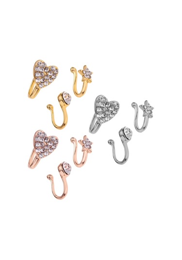 Homyl 3 Adet Charm Kadın Çiçek Pentagram Kristal Metal Altın